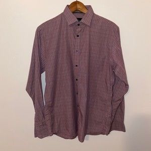 Blackberrys fine giza cotton dress button up size L maroon